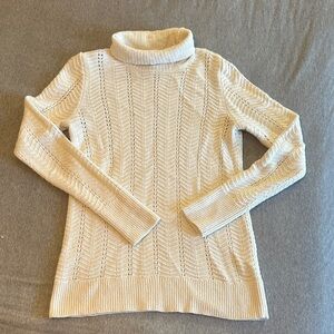 LOFT white Textured Turtleneck Sweater